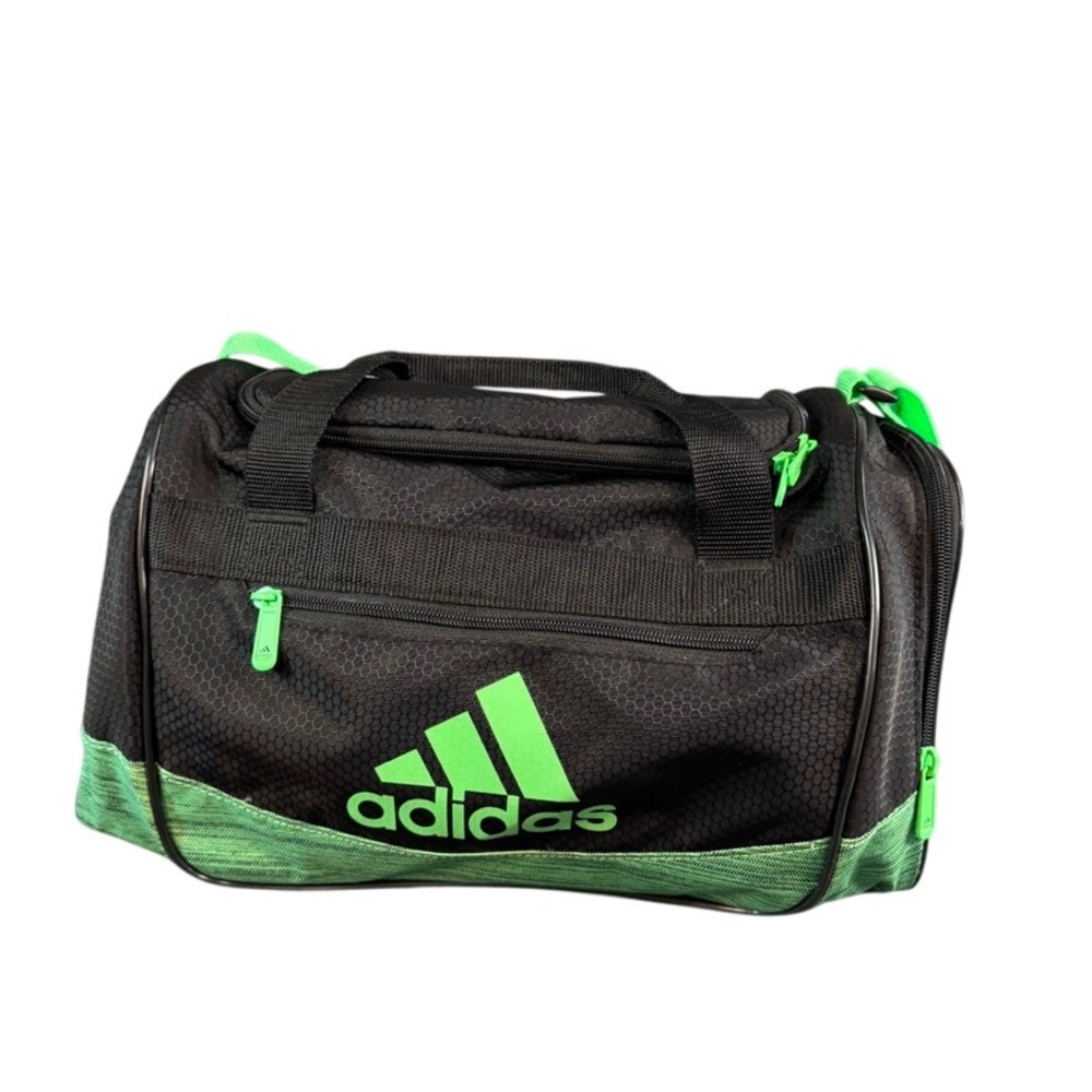 Adidas Small Duffel Bag Black Green Honeycomb Ripstop Gym Travel Bag